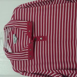 NEW. Southern Lady Fuschia Striped Ribbed Popover Top. Size XL.